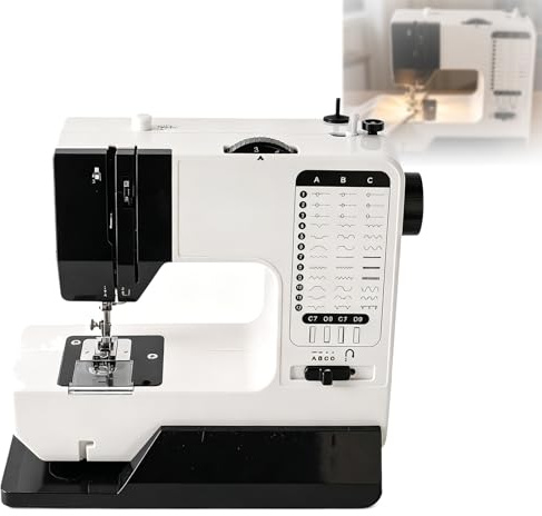 Industrielle Overlock-Nähmaschine mit 38 integrierten Stichen, LED-Licht & Erweiterungstisch für Dicken Stoff, ideal für Anfänger und Profis