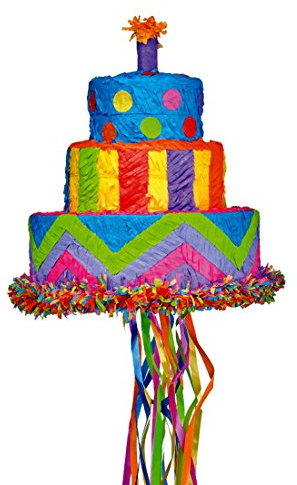NET TOYS Pull Pinata Kuchen Zugpinata Torte Ziehpinata Geburtstagskuchen Kinderspiel Geburtstag