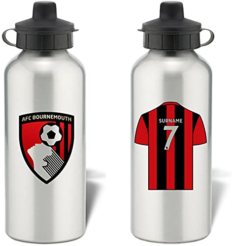 Bouteille d'eau en aluminium personnalisée pour les fans de football AFC Bournemouth - 600ml - Silver Bouteille