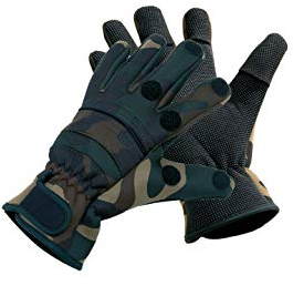 STMK Camouflage Thermo Angel und Freizeithandschuh, Fahrrad, Neoprene, Größe XL, 3 Finger abklappbar