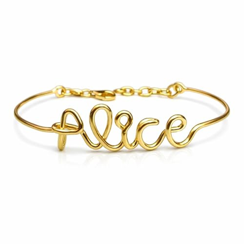 ViMon gioielli, BRACCIALETTO DONNA PERSONALIZZATO, SCRITTA, NOME, IN ARGENTO 925, FILO WIRE RIGIDO PIEGATO a mano,DISPONIBILE PLACCATO ORO GIALLO,ROSSO o ARGENTO