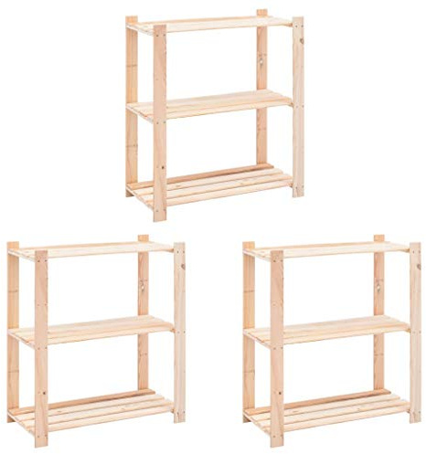 vidaXL Lagerregale 3 Böden 3 STK. 80x38x90cm Massivholz Kiefer 150kg