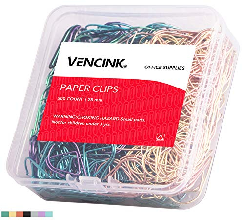 300 Stück mehrfarbige niedliche Büroklammern, glatter Edelstahl, tropfenförmig, bunter Draht, kleine Büroklammern für Mädchen, Kinder, Schule, Studenten, Papierdokumentenorganisation von Vencink