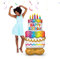 Amscan 4244911 - Folienballon Geburtstagskuchen, Größe ca. 130 cm, mehrfarbiger AirLoonz-Ballon, mit Helium oder Luft befüllbar, Geschenk, Dekoration, Geburtstag, Torte, Happy Birthday