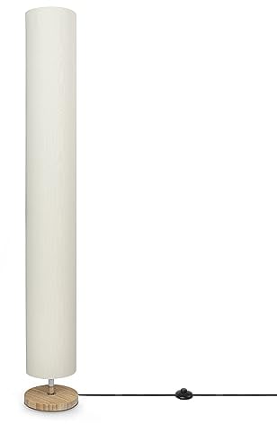 Paco Home Lámpara De Pie Salón LED Pantalla De Tela Pantalla De Lámpara E27 Madera Moderna E14 Uni Bambú Lámpara De Suelo