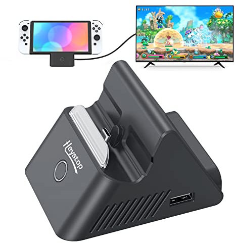 HEYSTOP Switch Dock per Nintendo Switch/Switch OLED Caricatore, Docking Station Supporto di Ricarica Portatile per Nintendo Switch/Switch OLED TV Dock Compatibile con HDMI, Porta USB 3.0, Type-C