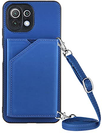 Paekear Handykette für Xiaomi Mi 11 Lite 5G, PU-Leder Hülle- Handyhülle mit Band zum Umhängen - Klapptasche Handytasche Case mit Handy-Kette, Kartenfach und Portmonee, Braun