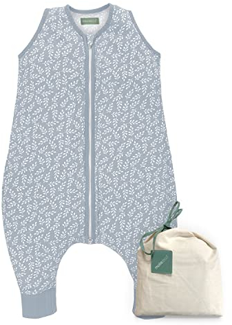 molis&co - Baby Schlafsack mit Füßen 0.5 TOG - Sommerschlafsack für Jungen - Kinder Babyschlafsack mit Beinen - 100% Baumwolle (Oeko-TEX 100), Premium Qualität - Blue Garden (90 cm)