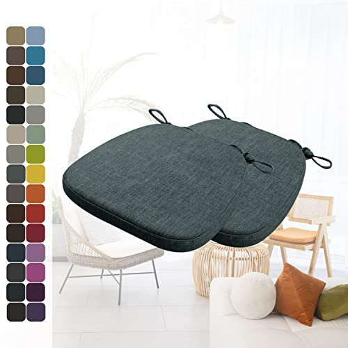 Kimgull 2er Set Stuhlkissen mit Bändern Bequeme Waschbare Rutschfestes Sitzkissen Ideal für zu Hause und Gartendekoration, viele Farben und Größen zur Auswahl (40x38x5CM Dunkelgrau Blau)