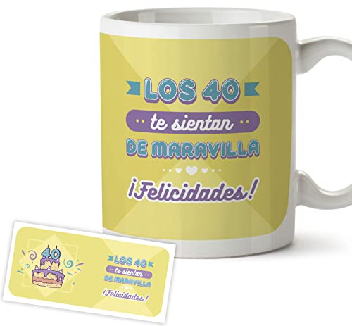 Regalos Originales de 40 Cumpleaños - Los 40 te sientan de maravilla ¡Felicidades! - Regalo 40 Años Mujer y Hombre, Idea de regalo Original Taza desayuno