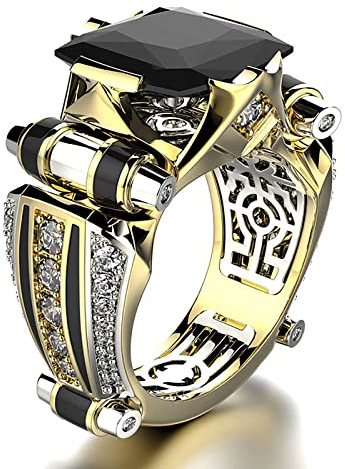 BMDHA Selbstverteidigung Ringe,Schlagring Galvanisierter Diamantring Diamantring, Aus Edelstahl Schmuck Im Retro-Stil Kreativer Dominanter Ring,Herren- Und Damenaccessoires