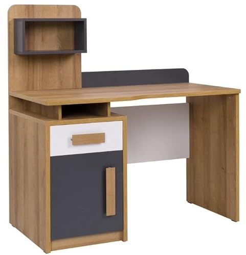 Marmex Quatro Q10 Schreibtisch mit Auszug - Schreibtisch mit Regal - Schreibtisch mit Schublade und Schrank - Praktischer und Funktioneller Schreibtisch für das Kinderzimmer, Jugendzimmer