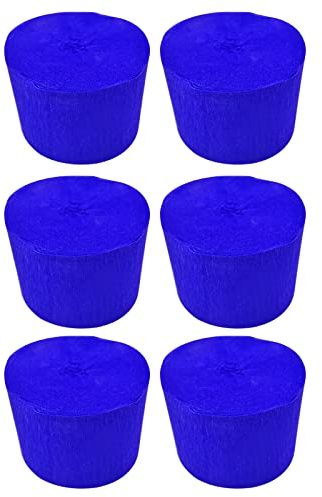 Krepppapier 6 Rolle Kreppbände 4.5cm x 25m Krepp-Papier Band Bunt Luftschlangen Creppapier Bastelkrepp DIY Papier Streamer für Deko Party Hochzeit Geburtstags Feier Dekoration (Blau)