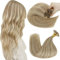 Hetto Extensions Echthaar Bonding Blond Bonding Extensions Echthaar 50 cm Highlights Mittel Blond to Goldene Keratin U Tip Gerade Invisible Remy Haarverlangerung 1g/s 50g #17/23