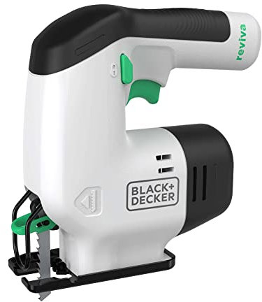 Black & Decker Reviva 12V Cordless Jigsaw Made from 50% Recycled Material, Fast and Accurate in Cutting Through Wood, Plastics and Metal REVJ12C-GB