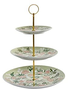 DKD Home Decor Frutero de la Marca, Color Verde y Beige, de Metal y Porcelana (27 x 27 x 34 centímetros)