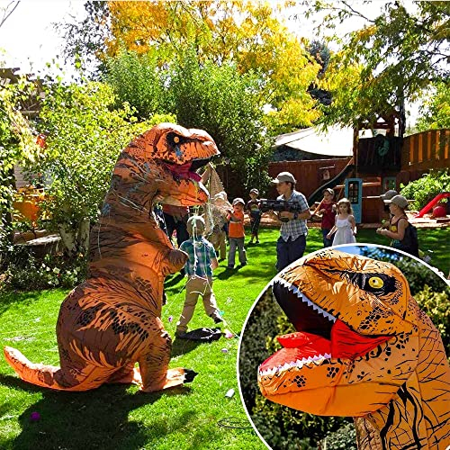 AirSuit® Aufblasbares XXL T-Rex Kostüm für Kinder | Größe 120 bis 150cm | Dinosaurier Kostüm | Aus strapazierfähigem Polyester - Angenehm zu tragen | Inklusive Aufblassystem | OriginalCup®.