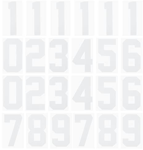 sourcing map Iron on Numbers 0 to 9 Heat Transfer 8 White Single Number for Team Uniform, Sports T-Shirt, Football, Basketball, Baseball Pack of 24