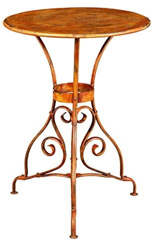 Biscottini Runder Gartentisch aus Schmiedeeisen | Tisch für den Außenbereich 56,5 x 56,5 x 77,5 cm, robuste und langlebige Gartenmöbel