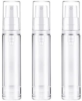 3 botellas vacías sin aire rellenables transparentes para loción de viaje, contenedor cosmético al vacío, botellas de bomba de prensa al vacío para base, gel, esencia, loción, crema hidratante (10 ml)