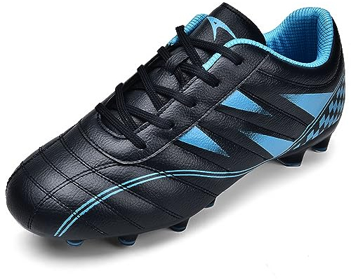 Littleplum Fußballschuh Kinder Fussballschuhe Footballschuhe Outdoor Athletic Soccer Schuhe Z01,A Schwarz Blau,38 EU