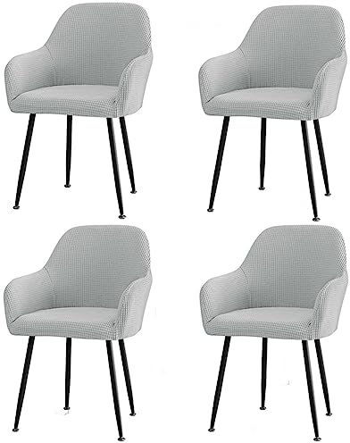 CLGTY Stuhlhussen Mit Armlehne Stretch, Weich Stuhlhussen Abnehmbar Bürostuhl Bezug Waschbar Hussen Für Stühle Für Esszimmer-grau-B-4 Stück