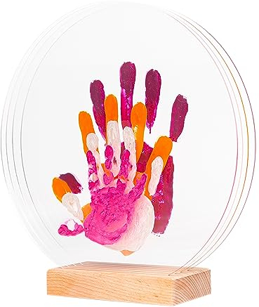 LouYou Empreintes de Bonheur - Kit Empreinte de mains Famille de 4 - Couleurs Nacré - Cadeau Naissance Bébé Fille ou Garçon - Fête des Mères ou des Pères - Coffret Souvenir - Made in France