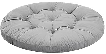 HOBBYGARDEN Hängesessel Kissen, Hängekorb Sessel, Indoor/Outdoor, Auflage, Rund, Swing, Schaukelkissen, Sitzkissen für Stuhl, Velvet, Waschbar, Grau, 65 x 65 cm