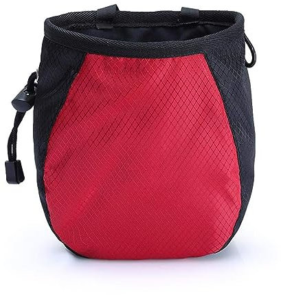 FUZVOL Chalk Bag Climbing Equipment Bag Bucket Magnesium Chalk Bag with Belt Adjustable Pocket and Drawstring.It can be Hanging at the Waist Used for Rock Outdoor Climbing Bouldering. (Rot)
