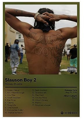 EMIGOS Nipsey Hussle – Slauson Boy 2 – Musikalbum-Poster, Leinwand, Poster, Schlafzimmer, Dekoration, Sport, Landschaft, Büro, Raumdekoration, Geschenk, ungerahmt, 30 x 45 cm
