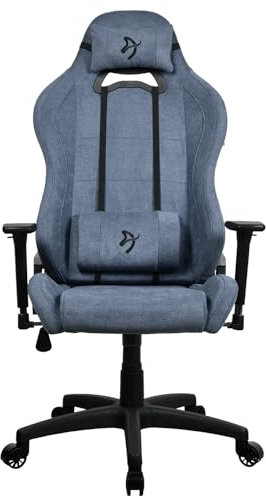 Arozzi Torretta Soft Fabric Gaming Chair, Breathable Fluid-Repellent Ergonomic Office Chair with Adjustable Height, 3D Armrest & 2 Supportive Pillows (Blue)