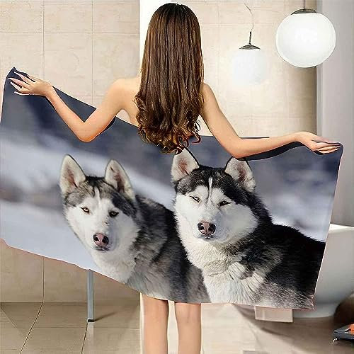 Microfaser Strandtuch Badetuch Schneetier Wolf 3D-Druck Sunscreen Badetuch Praktische Strandlaken Handtuch Campingdecke Yoga Sporthandtuch Für Fitness Strand Pool 200 X 200 cm