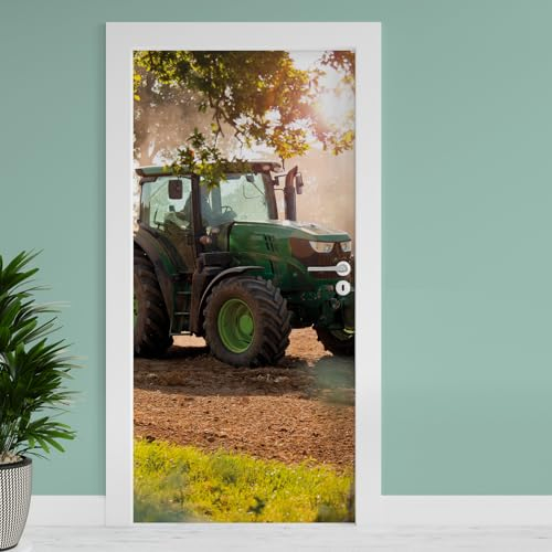 Finest Folia Türfolie 90x200 cm Türtapete Türposter Folie für Tür Wohnzimmer Kinderzimmer Küche Türaufkleber Bad Aufkleber selbstklebend TF04 (30 Traktor)