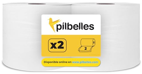 PILBELLES lot de 2 Bobines Essuie-Tout Pure Ouate | Rouleaux Papier 2 Plis 3 kg/rouleau