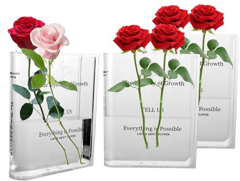 LDHHYH Livre Transparent Fleur,Vase de Livre Transparent,Vase Livre Book Vase,Vase Acrylique Transparent,Vase en Forme de Livre ,Décoration de Table de Chambre à Coucher,