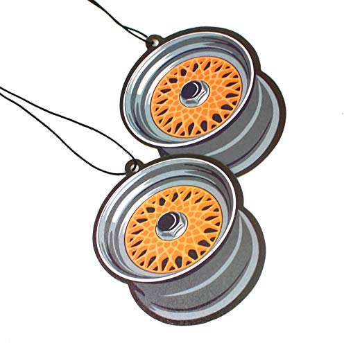 2er Set Tuning Lufterfrischer Duftbaum fürs Auto Air Freshener Design Duft Anhänger (2x Felge Orange)