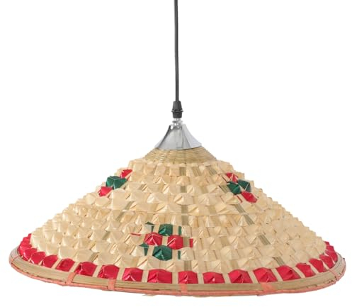 Mipcase Panier en Bambou Pendentif Abat-Jour Lustre en Osier Suspension Couvre Chapeau de Paille à La Main Abat-Jour Suspendu Plafonnier Gaurd pour Salle à Manger Bar