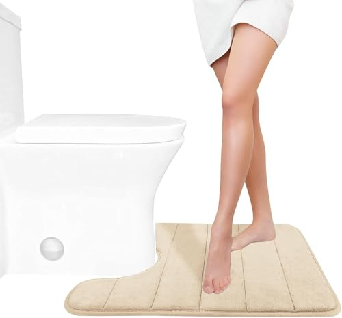Yimobra Badematte rutschfest, 61 x 51 cm, Super Wasseraufnahme, Dick, Maschinenwaschbar, Leicht zu Trocknen Badezimmerteppich – Beige