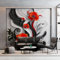 Wandtapete Mohn Blumen Geometrie Fototapete, Schwarz-Weiß Vliestapete Bild Dekoration Wand-Dekor, 200 x 140 cm (WxH) Tapete Panorama Poster Für Mädchen, Jungs Schlafzimmer Wohnzimmer
