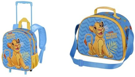 Disney Il Re Leone Hakuna - Zaino 3d Con Ruote Piccolo + Borsa Porta Merenda 3D