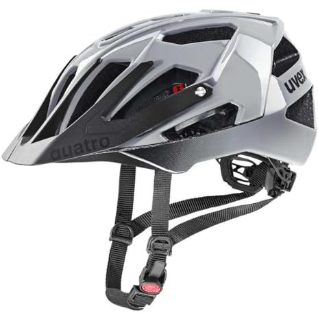 uvex Quatro - sicherer MTB-Helm für Damen und Herren - individuelle Größenanpassung - waschbare Innenausstattung - Rhino Black - 52-57 cm