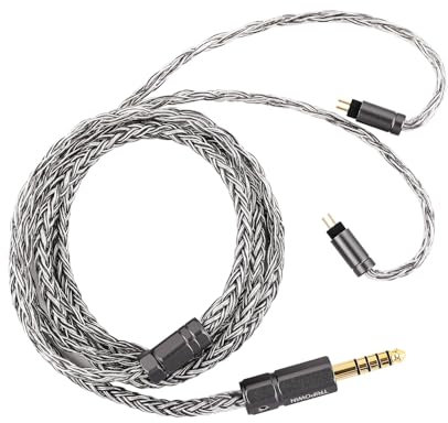 Linsoul Tripowin S-02 IEM Cable, 16 Core Silver-Plated Alloy Copper and Graphene Earphone Cable, HiFi Replacement Cable for Wired Earbuds (2Pin, 4.4mm)