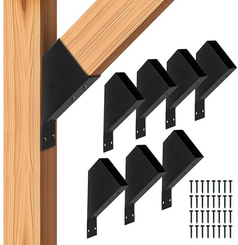 Iron Forge Tools Pergola-Klammern, 2 x 4 Stück, pulverbeschichteter Stahl, Eck-Pergola-Set, 45-Grad-Winkel-Halterung, Winkelstrebe für DIY-Installation, Pergola-Hardware-Kit und Zubehör,