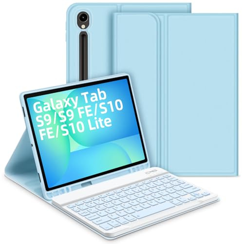 Bettdow für Samsung Galaxy Tab S9 FE/S9 2023 Tastatur Hülle, Blau (Spanisch)