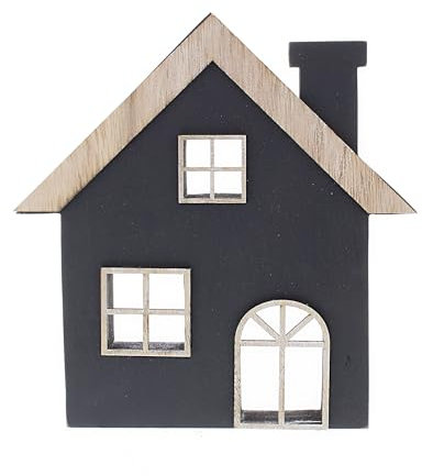 Festive Productions 22 cm schwarze Holzhaus-Tischdekoration – Weihnachtsdekoration für Zuhause – Geschenkidee für Weihnachten – festliche Dekoration