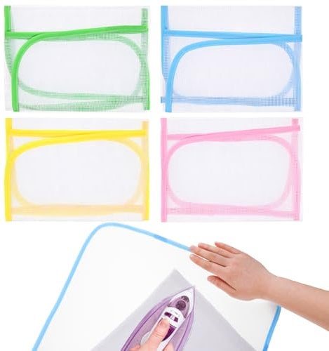 Jeffdad 4 Pack Pressing Cloth for Ironing Scorch Mesh Cloth Saving Ironing Protector Insulation Pad for Sewing and Ironing Iron Fabric Protector Pressing Tool for Ironing Protection 23.6×15.7(Color1)