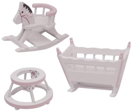 Abaodam Kit 1 Set Miniatur Jungen Und Mädchen Möbel 3 Stücke Holz Wiege Für Puppenhaus