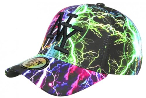 Hip Hop Honour Casquette NY Rose et Verte Fluo Print Streetwear Baseball Eklyr - Taille Unique - Rose