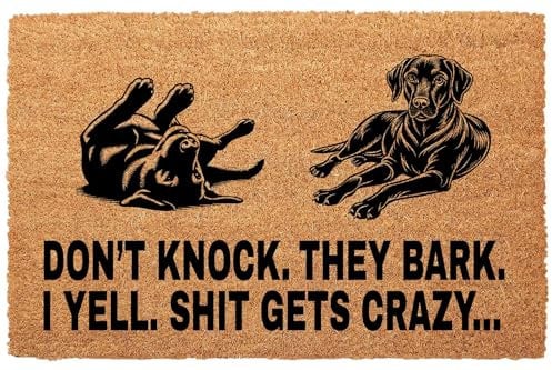 ED ltd. Personalised Doormat 'DON'T KNOCK' Door Mat Customised Dogs Print 45 x 75cm Anti-Slip Indoor Outdoor Home Welcome Mat