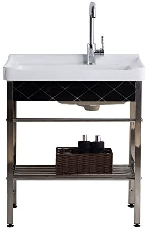 Juego de Fregadero de la Cocina de Porcelana: Lavabo de restaurantes comerciales, lavandería Independiente para Uso Interno/Exterior, Ideal para Cocina, lavandería, Cuarto de Servicio